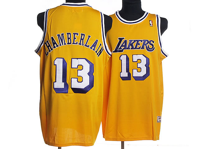 NBA Los Angeles Lakers 13 Wilt Chamberlain Authentic Yellow Throwback Jersey